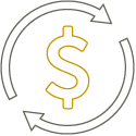 Gold dollar sign icon representing our long term planning approach